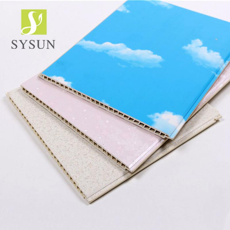 Special blue sky and white cloud painting design wpc wall panel for decoration
